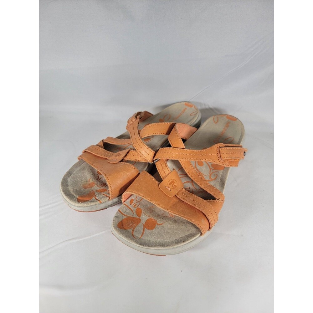 Merrell Sway Nubuck Women's Size 10 Strappy Sandals Cantaloupe Leather Slides